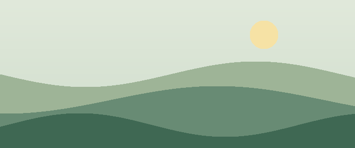 An illustration of layered hills below a pale morning sky